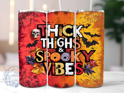 Thick Thighs And Spooky Vibes 20oz Skinny Tumbler, Halloween Tumbler Png, Straight & Tapered Tumbler Wrap, Instant Digital Download Sublimation ToriDesigns 