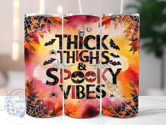 Thick Thighs And Spooky Vibes 20oz Skinny Tumbler, Happy Halloween Tumbler Png, Straight & Tapered Tumbler Wrap, Instant Digital Download Sublimation ToriDesigns 