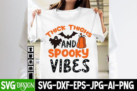 Thick Thighs And Spooky Vibes SVG Cut File, Cut File, Halloween SVG Cut File, Halloween Clipart, Trick or Treat SVG Bundle, Halloween PNG Bundle SVG BlackCatsMedia 