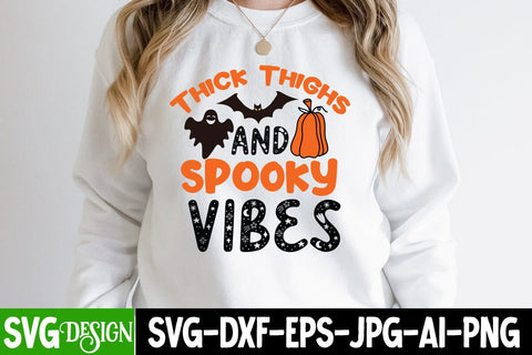 Thick Thighs And Spooky Vibes SVG Cut File, Cut File, Halloween SVG Cut File, Halloween Clipart, Trick or Treat SVG Bundle, Halloween PNG Bundle SVG BlackCatsMedia 