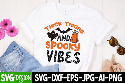 Thick Thighs And Spooky Vibes SVG Cut File, Cut File, Halloween SVG Cut File, Halloween Clipart, Trick or Treat SVG Bundle, Halloween PNG Bundle SVG BlackCatsMedia 