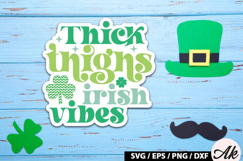 Thick thighs irish vibes Retro Stickers SVG akazaddesign 