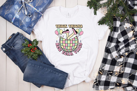 Thick Thighs New Year Vibes Retro Sublimation Sublimation CraftLabSVG 