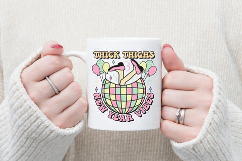 Thick Thighs New Year Vibes Retro Sublimation Sublimation CraftLabSVG 