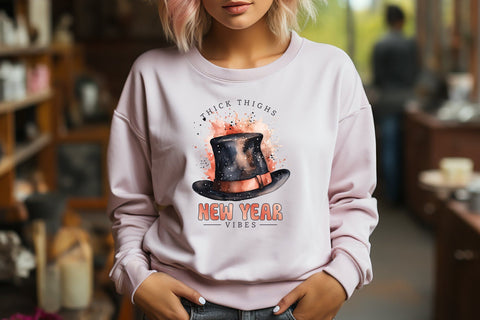 Thick Thighs New Year Vibes Sublimation Sublimation CraftLabSVG 