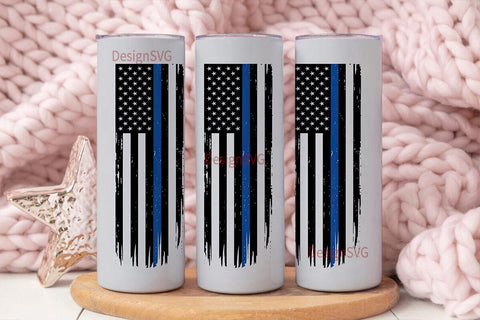 Thin Blue Line Flag 20oz Tumbler Sublimation DesignSVG 