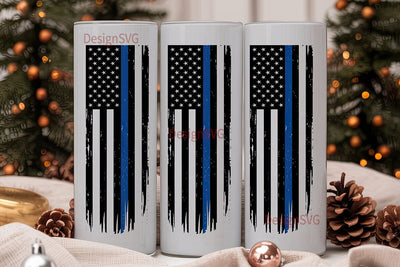 Thin Blue Line Flag 20oz Tumbler Sublimation DesignSVG 