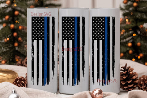 Thin Blue Line Flag 20oz Tumbler Sublimation DesignSVG 