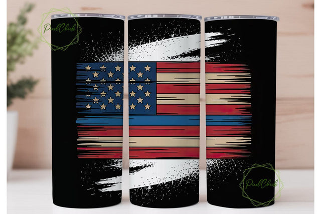 Thin Blue Line Flag 20oz Tumbler Wrap Sublimation PixelChick 
