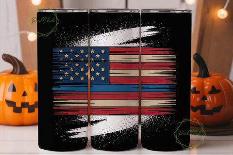 Thin Blue Line Flag 20oz Tumbler Wrap Sublimation PixelChick 