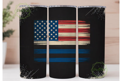 Thin Blue Line Flag 20oz Tumbler Wrap Sublimation PixelChick 