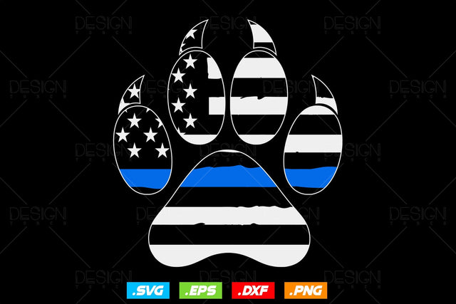 Thin Blue Line Police K9 Dog Paw Svg Png, First Responder, USA Flag Patriotic Gifts For 4th Of July Svg, Fathers Day Svg SVG DesignDestine 