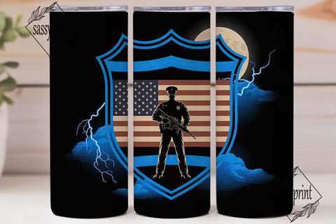Thin Blue Line Tribute 20oz Tumbler Wrap Sublimation sassyprint 