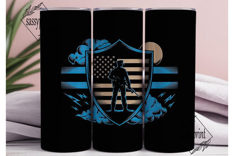 Thin Blue Line Tribute 20oz Tumbler Wrap Sublimation sassyprint 