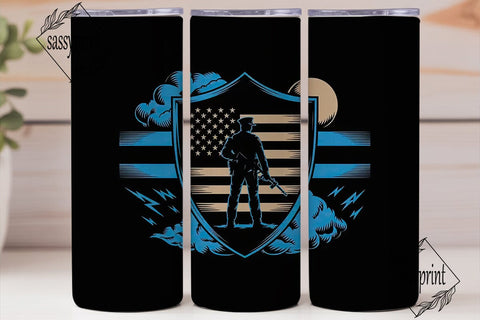Thin Blue Line Tribute 20oz Tumbler Wrap Sublimation sassyprint 