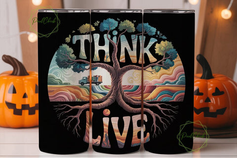 Think Live Tree Tumbler Wrap Sublimation PixelChick 