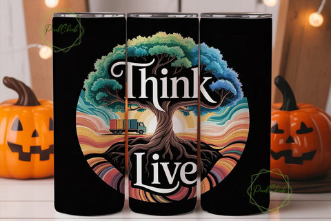 Think Live Tree Tumbler Wrap Sublimation PixelChick 