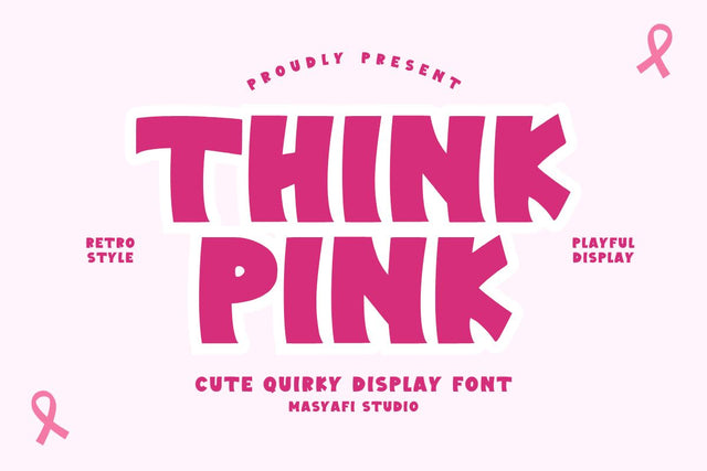 Think Pink - Cute Display Font Font Masyafi Studio 