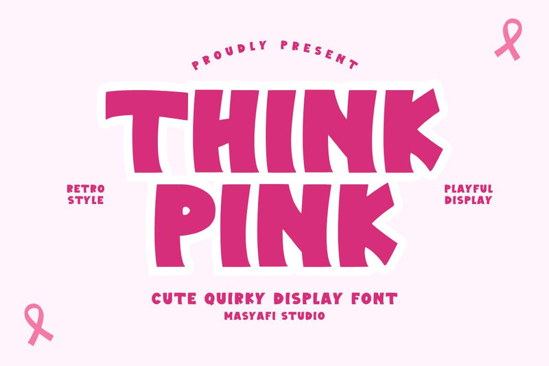 Think Pink - Cute Display Font Font Masyafi Studio 