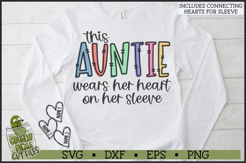 This Auntie Wears Her Heart on Her Sleeve SVG File SVG Crunchy Pickle 
