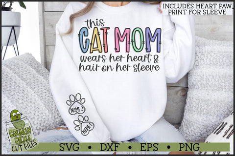 This Cat Mom Wears Her Heart on Her Sleeve SVG File SVG Crunchy Pickle 