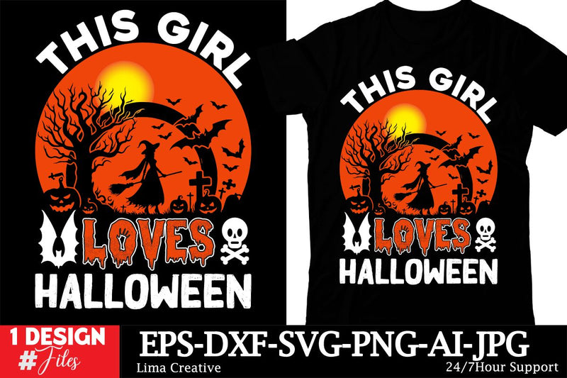 This Girl loves Halloween Sublimation T-shirt Design Sublimation Insomnia Std 