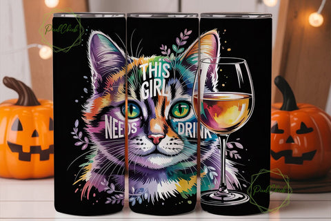 This Girl Needs A Drink Tumbler Wrap Sublimation PixelChick 