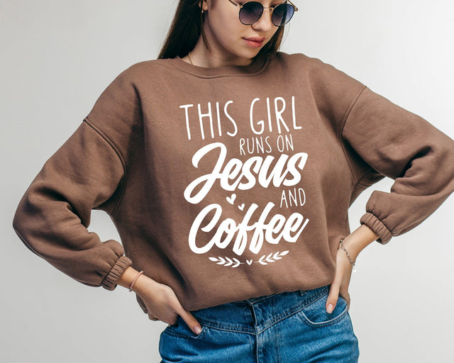 This Girl Runs On Jesus And Coffee Svg, Coffee Lover Gifts, Christian Coffee Mug, Jesus Loves You, Svg Files for Cricut Silhouette SVG DesignDestine 