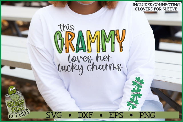 This Grammy Loves Her Lucky Charms on Sleeve SVG File SVG Crunchy Pickle 