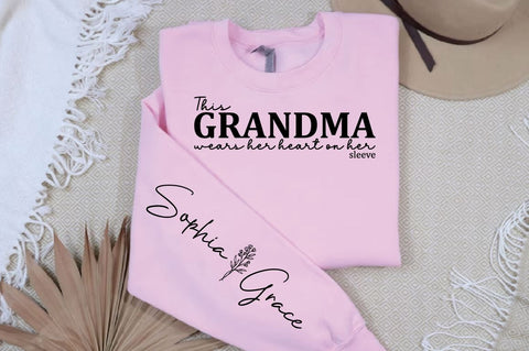 This grandma wears her heart on her sleeve Sleeve Svg Design SVG Designangry 