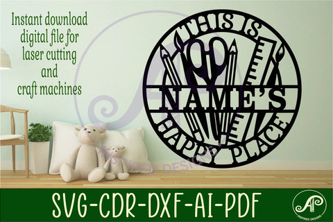This is names art and craft happy place sign svg laser cut SVG APInspireddesigns 