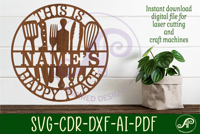 This is names Cooking happy place sign svg laser cut SVG APInspireddesigns 