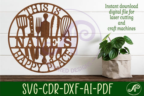 This is names Cooking happy place sign svg laser cut SVG APInspireddesigns 