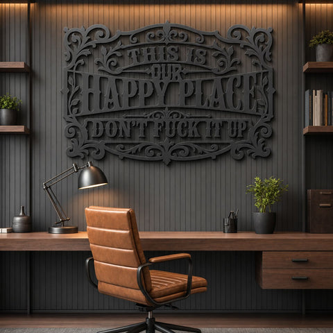 This Is Our Happy Place Laser SVG, Sarcastic Adult Humor Sign, Metal Wall Art DXF, Plasma CNC Laser Cut File, Rustic Home Decor SVG HappyDesignStudio 