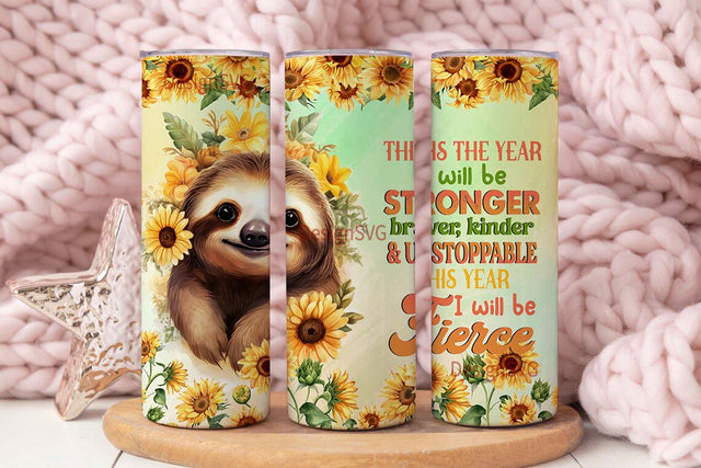 This Is The Year I Will Be Stronger 20 oz Skinny Tumbler Sublimation Design Digital Download PNG Sublimation DesignSVG 