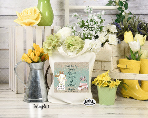 This Lady Loves Jesus, Coffee and Books Skinny Tumbler Wrap Sublimation Designs by Fanelle 