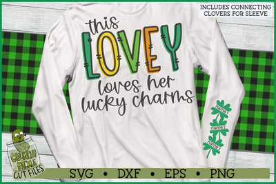 This Lovey Loves Her Lucky Charms on Sleeve SVG File SVG Crunchy Pickle 