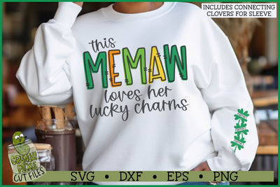 This Memaw Loves Her Lucky Charms on Sleeve SVG File SVG Crunchy Pickle 