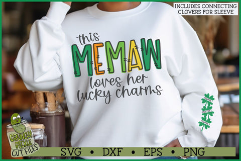 This Memaw Loves Her Lucky Charms on Sleeve SVG File SVG Crunchy Pickle 