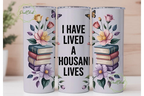 Thousand Lives Book Lover 20oz Tumbler Sublimation PixelChick 