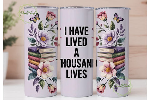 Thousand Lives Book Lover 20oz Tumbler Sublimation PixelChick 