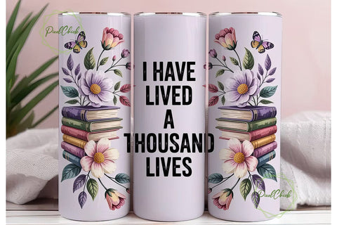 Thousand Lives Book Lover 20oz Tumbler Sublimation PixelChick 