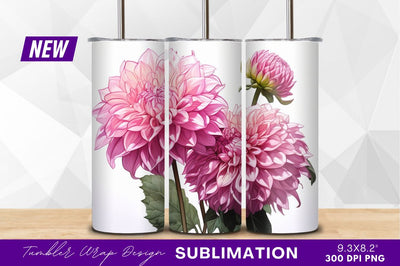 Three blooming pink dahlias on white background Sublimation Regulrcrative 