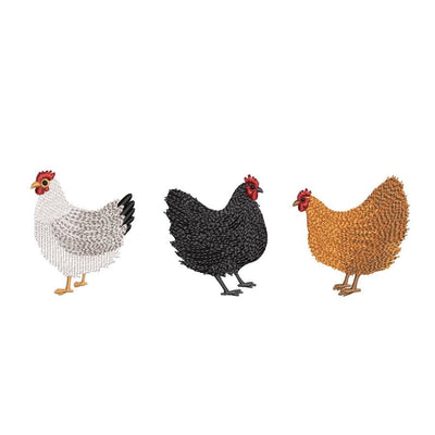 Three Chickens Embroidery Design, Farm Animal Embroidery Design, 4 sizes, Instant Download Embroidery/Applique DESIGNS Nino Nadaraia 