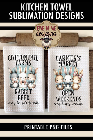 Three Cute Easter Bunnies | Kitchen Towel Sublimation Sublimation Ewe-N-Me Designs 