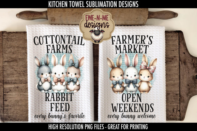 Three Cute Easter Bunnies | Kitchen Towel Sublimation Sublimation Ewe-N-Me Designs 