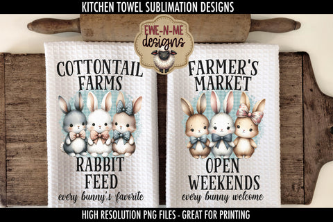 Three Cute Easter Bunnies | Kitchen Towel Sublimation Sublimation Ewe-N-Me Designs 