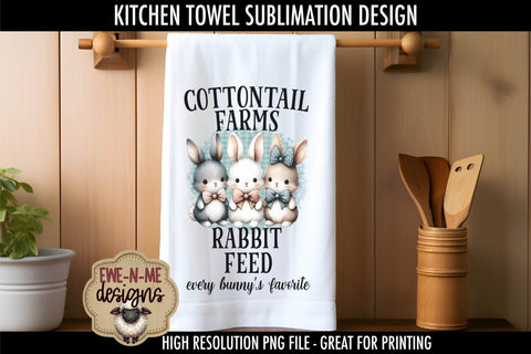 Three Cute Easter Bunnies | Kitchen Towel Sublimation Sublimation Ewe-N-Me Designs 