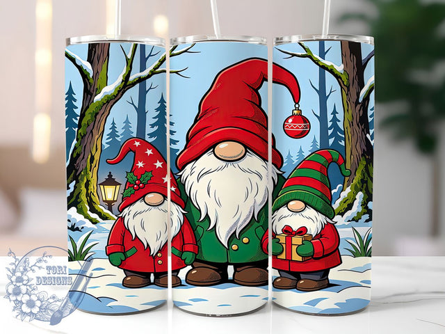Three Gnomes Snowy Forest 20oz Tumbler, Three Gnomes, Snowy Forest, Winter Fantasy, 20oz Tumbler Wrap, Sublimation Design, Holiday Magic, Digital Download Sublimation ToriDesigns 