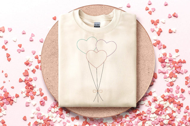 Three Heart Balloons Linework Embroidery Embroidery/Applique DESIGNS Designed by Geeks 